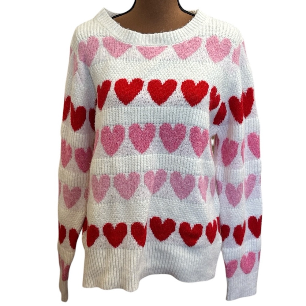 Cupcakes and Cashmere‎ Heart Crew Neck Sweater Size Large